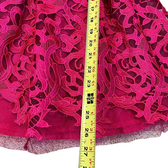 Halabaloo Red Laser Cut Lace Dress Girls 7 Satin Lace Short Sleeves Puff Skirt - Picture 9 of 9